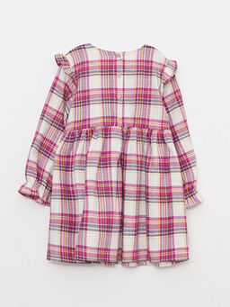 Bisiklet Yaka Uzun Kollu Ekose Desenli Pamuklu K?z Bebek Elbise - Waikiki фото 2