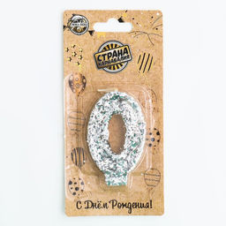 Свеча в торт Блестки, цифра 0, серебро, 5,5 см - Страна карнавалия фото 3