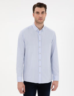 Рубашка Slim Fit Oxford светло-голубая с длинным рукавом