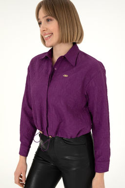 Женская фиолетовая рубашка с длинным рукавом Неожиданная скидка в корзине - U.s. polo assn фото 3