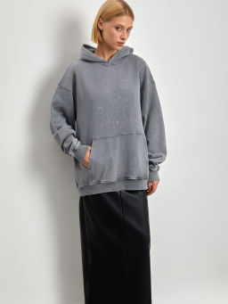 Худи с эффектом варки и вышивкой - Emka фото 7