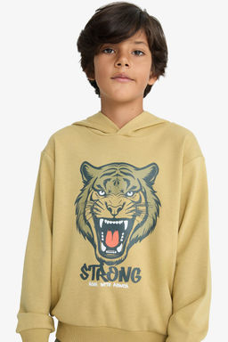 Kap__onlu Bask_l_ Sweatshirt Erkek _ocuk - Defacto фото 4