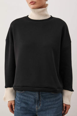 Siyah Triko Garnili Oversize/Genis Kal?p Orme Sweatshirt TWOAW26SW00244 - Trendyolmilla фото 3