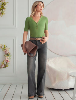 Джемпер Vilatte из вискозы с нейлоном зелёный  фото 5