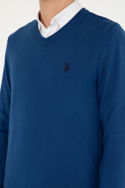 Мужской базовый свитер цвета индиго - U.s. polo assn фото 7
