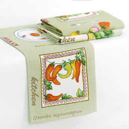 Полотенце кухонное рогожка 48х62см "Кухня", 171г/м2, хлопок 100%, комплект 3шт, "Домашняя мода" (Россия)