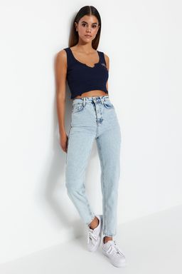TRENDYOLMILLA Mavi Yuksek Bel Mom Jeans TWOSS23JE00085  фото 19