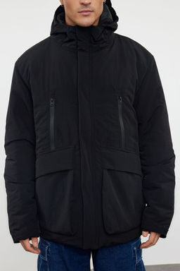 TRENDYOL MAN Erkek Siyah Regular Fit Taslan K?sl?k Parka Mont TMNAW25MO00008 - Trendyolmilla фото 5