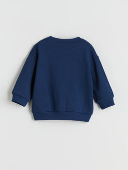 Bisiklet Yaka Bask?l? Erkek ?ocuk Sweatshirt