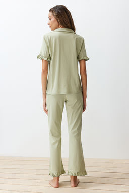 Trendyolmilla Mint %100 Pamuklu F?rf?r Detayl? Orme Pijama Tak?m? THMSS24PT00223 фото 11