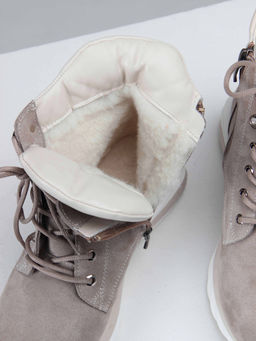 Ботинки 261.uno2w. каменный замша/Байка