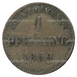 Монета 1 пфенниг 1859 года Германские государства  Бавария