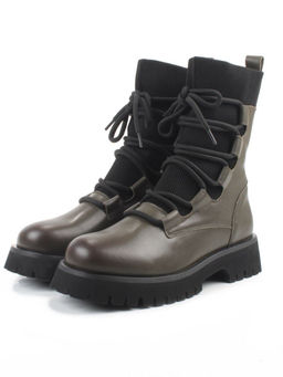 01-XKL21-195R DK. GREEN Ботинки демисезонные женские (натуральная кожа, байка)