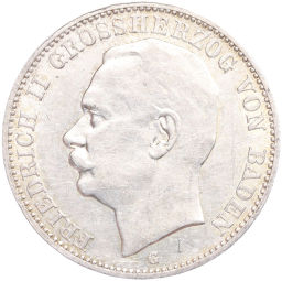 Монета 3 марки 1912 года G Германия (Баден)