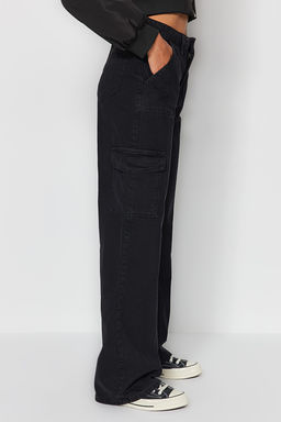 Siyah Kargo Cepli Yuksek Bel Wide Leg Jeans TWOAW22JE0393 - Trendyolmilla фото 10