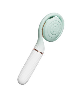 Вибратор с вакуумным стимулятором OTOUCH Lollipop Dual Stimulation, силикон, бело-бирюзовый, 20 см
