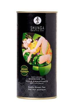 Масло массажное для тела Shunga Экзотический зеленый чай (Exotic Green Tea), разогревающее, 100мл.