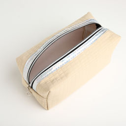 Косметичка женская на молнии, объёмная, маленькая, бежевая - Simaland фото 3