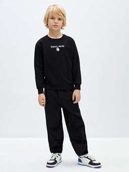 Bisiklet Yaka Bask?l? Uzun Kollu Erkek ?ocuk Sweatshirt - Waikiki фото 3