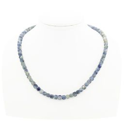 Кианит (Бразилия) 6мм кубики гранёные, "Текта" бусы 49см