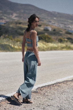 JEANS Z1975 LOOSE FIT TIRO MEDIO COMBINADO CROCHET / Azul medio - Zara фото 4
