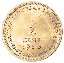 1/2 цента 1955 года Британские Восточные Карибы