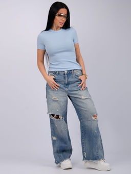 Футболка "Скимс" голубая, трикотаж лапша