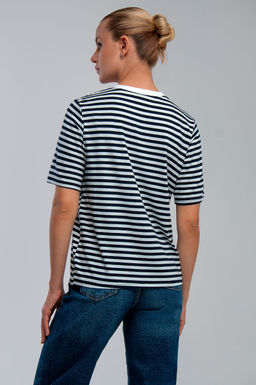 Арт. 3662 Футболка женская 42-50 (5 шт) Цвет:Синий,белый - Калинка фото 18