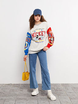 Bisiklet Yaka Mickey Mouse Bask?l? Uzun Kollu Kad?n Sweatshirt - Waikiki фото 3