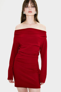 Vestido off-the-shoulder drapeado - H&m фото 2