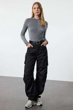 TRENDYOLMILLA Siyah Slim Buzgu Detayl? C?tc?tl? Esnek Orme Body TWOAW20BD0052 фото 9