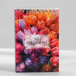 Цена за 10 шт. Блокнот А6, 40 л. В клетку. Обложка картон Ты прекрасна