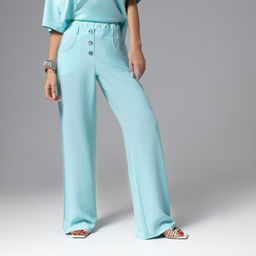 Брюки с двойным поясом Раскованный шик (лазурные) - Charutti фото 4