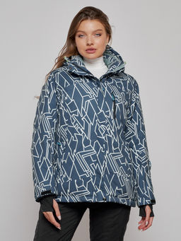 Горнолыжная куртка женская зимняя большого размера темно-серого цвета 2270-1TC - Chunmai фото 3