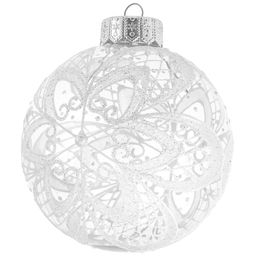 (цена за 2 шт) Елочный шар Сверкающий цветок 8,5см индивид.уп.