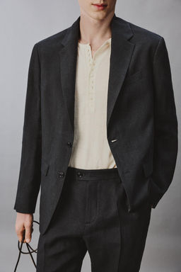 BLAZER REGULAR FIT TRAJE 100% LINO / Marino oscuro - Zara фото 6