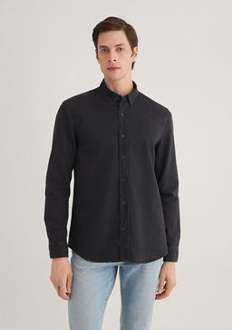 Siyah Denim Gomlek - Mavi фото 5