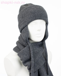 018 KWH Комплект женский (ушанка+шарф) (56-58)