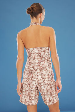 Trendyolmilla Cok Renkli Y?lan Desenli Crop Dokuma Bluz TWOSS25BZ00099