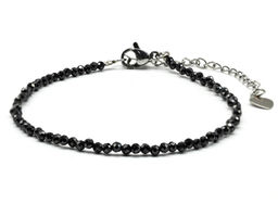 Браслет из фианитов шарик гр.2мм цв.графит, 16,5см