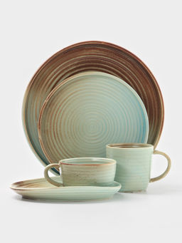 Чайная пара Magistro Sand Ripples, 2 предмета: чашка 300 мл, блюдце 19.8×15.8 см, фарфор, голубая