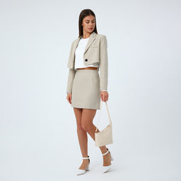 Сумка женская на молнии, бежевая