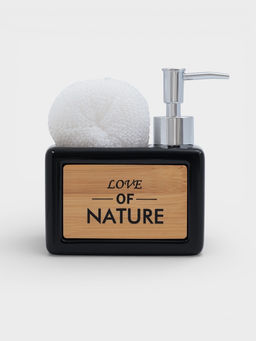 Дозатор для моющего средства SAVANNA «Природа», 450 мл, с подставкой для губки, чёрный
