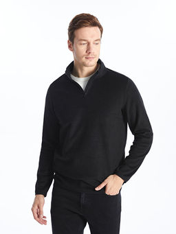 Dik Yaka Uzun Kollu Polar Erkek Sweatshirt