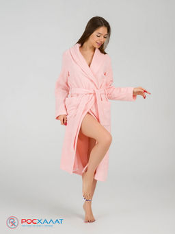 Женский махровый халат с шалькой розовый МЗ-02 (7)