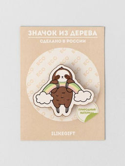 Значок ECO из дерева Rainbow Sloth