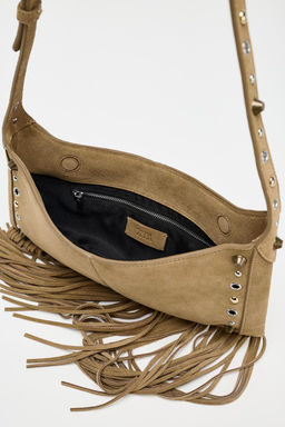 SPLIT SUEDE HANDBAG WITH FRINGING - Zara фото 5