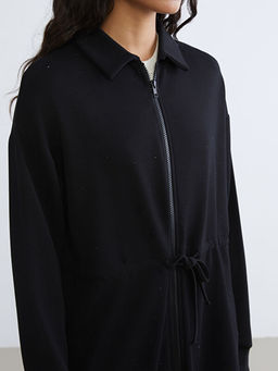 G?mlek Yaka Oversize Kad?n Fermuarl? Sweatshirt