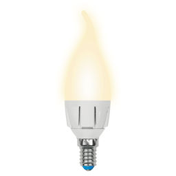 LED-CW37 7W/WW/E14/FR PLP01WH Лампа светодиодная. Форма свеча на ветру, матовая. Серия ЯРКАЯ. Теплый белый свет (3000K). Картон. ТМ Uniel