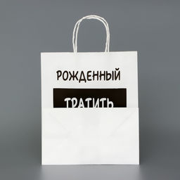 Пакет подарочный с приколами,«Рожденный тратить копить не может», белый, 24×14×28 см